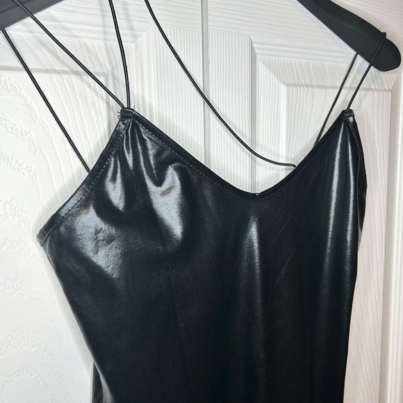 Faux Leather Midi Dress (Black PU) - Picture 3 of 5